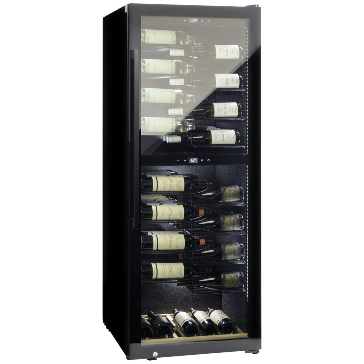 Caso Design 97 Bottle Wine Fridge - Black - Dual Zone - 18 Telescopic Shelves - WF-291-PD