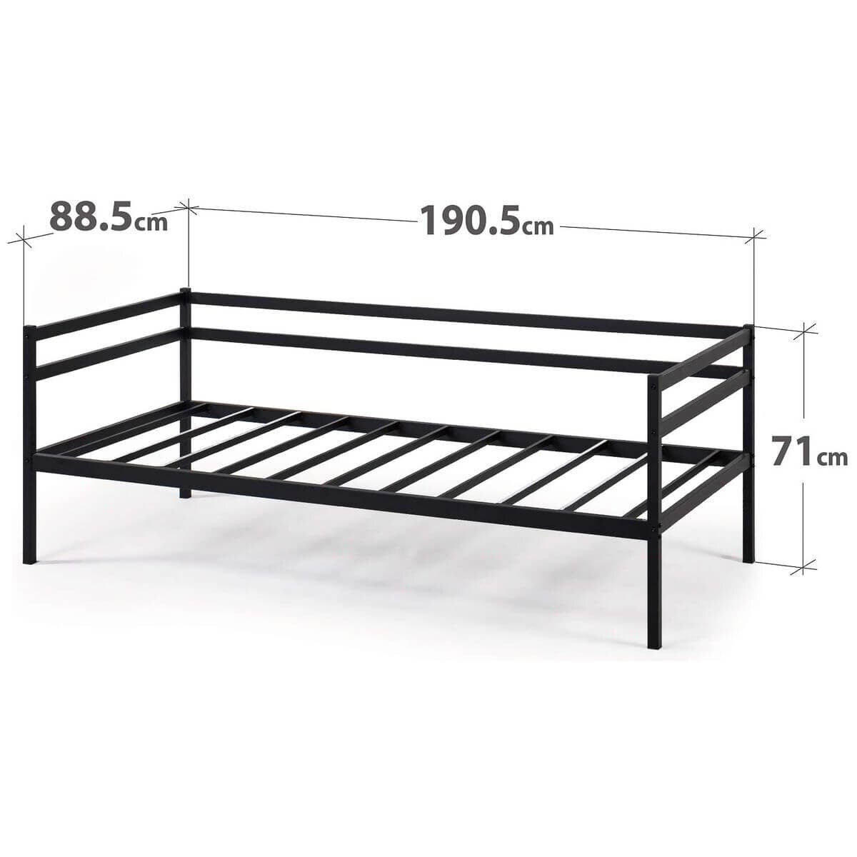 Zinus Metal Daybed Frame - Black Steel Finish, 2-in-1 Seat and Single Bed - AU-MRDB-39