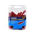 Narva Red Double Crimped Female Bullet Terminal, 2.5-3mm, 4mm, Flared Vinyl, 100 Pack