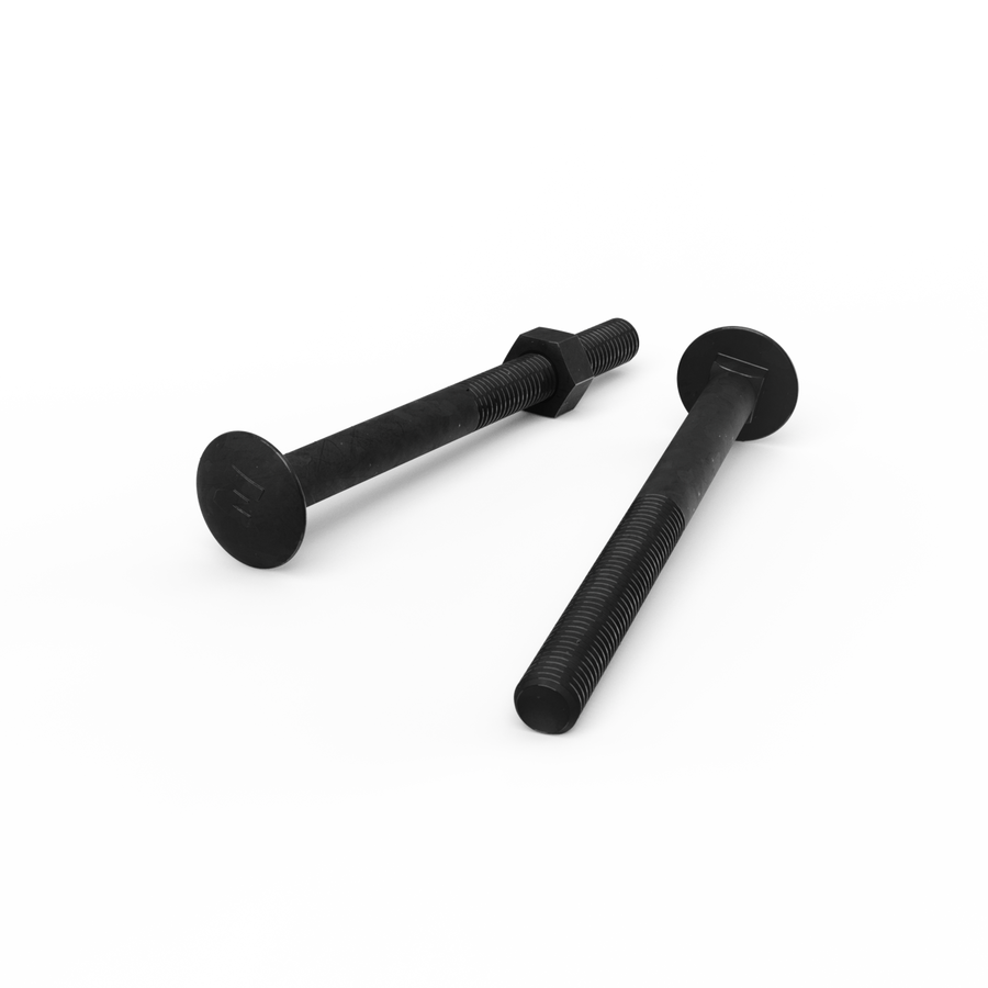 Zenith M10 Cup Head Bolts and Nuts - 120mm - Hot Dipped Galvanised Black - 4.6 Grade Steel - Coarse Thread - Secure Fastening - SuperSaverAU - view 1