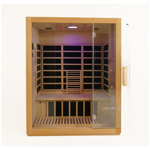 Revel Kora 3 Person Far Infrared Sauna - Carbon Heating, Hemlock Timber, Bluetooth Audio - R-FI-3P