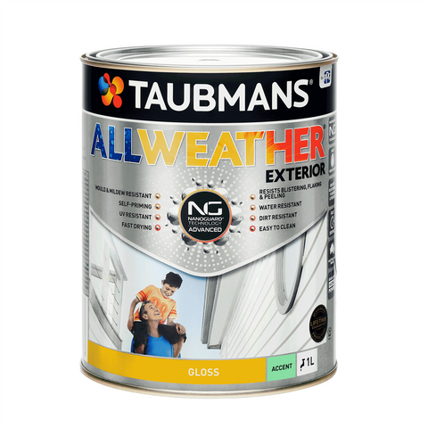 Taubmans 1L Accent Gloss All Weather Exterior Paint - Water Based - Mould Resistant - SuperSaverAU - view 1