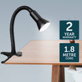 Brilliant Lighting Vito Metal Clamp Lamp, Black, Adjustable E14 Head, Indoor 19759/06