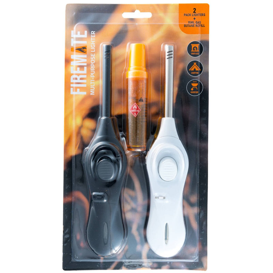 Firemate Multi Purpose Lighters 2 Pack - 15mL Butane Gas Refill - Assorted - SuperSaverAU - view 1