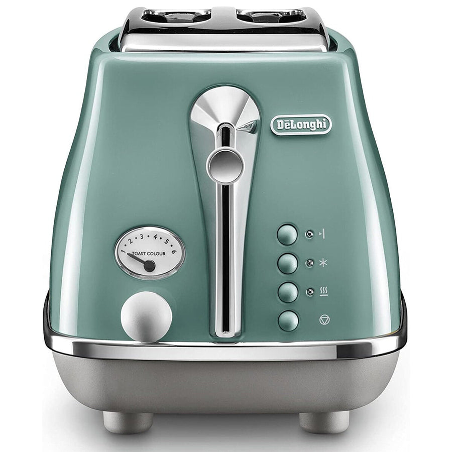 DeLonghi Icona Capitals 2 Slice Toaster - Toronto Green, Six Browning Levels - CTOC2003GR