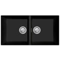 Oliveri Santorini Double Bowl Undermount Sink - Matte Black, Two 32L Bowls - ST-MB1563U-OF