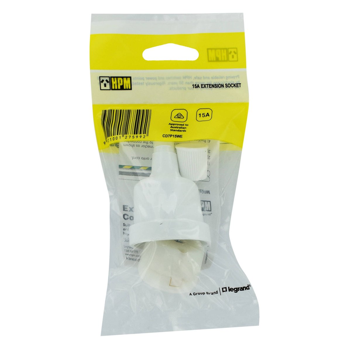 HPM 15A Extension Socket Plug - White - PVC - Safe & Durable - SuperSaverAU - view 3