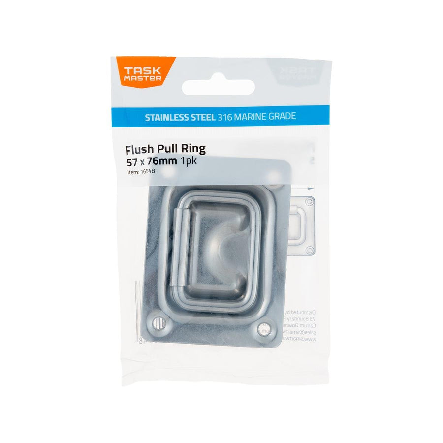 Taskmaster Flush Pull Ring - 57 x 76mm - 316 Stainless Steel - Easy Installation - SuperSaverAU - view 1