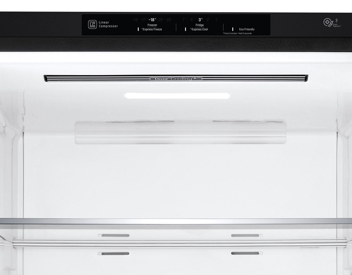 LG 420L Bottom Mount Fridge - Matte Black Doors, Door Cooling, Frost Free - GB-455MBL
