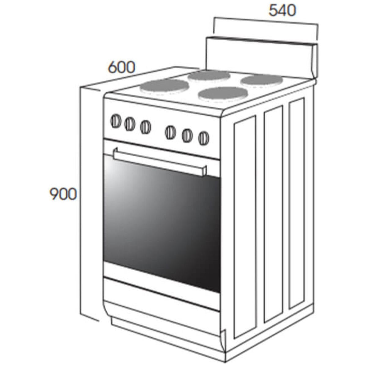Artusi 54cm Electric Freestanding Oven - 65L, Solid Hotplates, Triple-Glazed Door, White - AFE544W