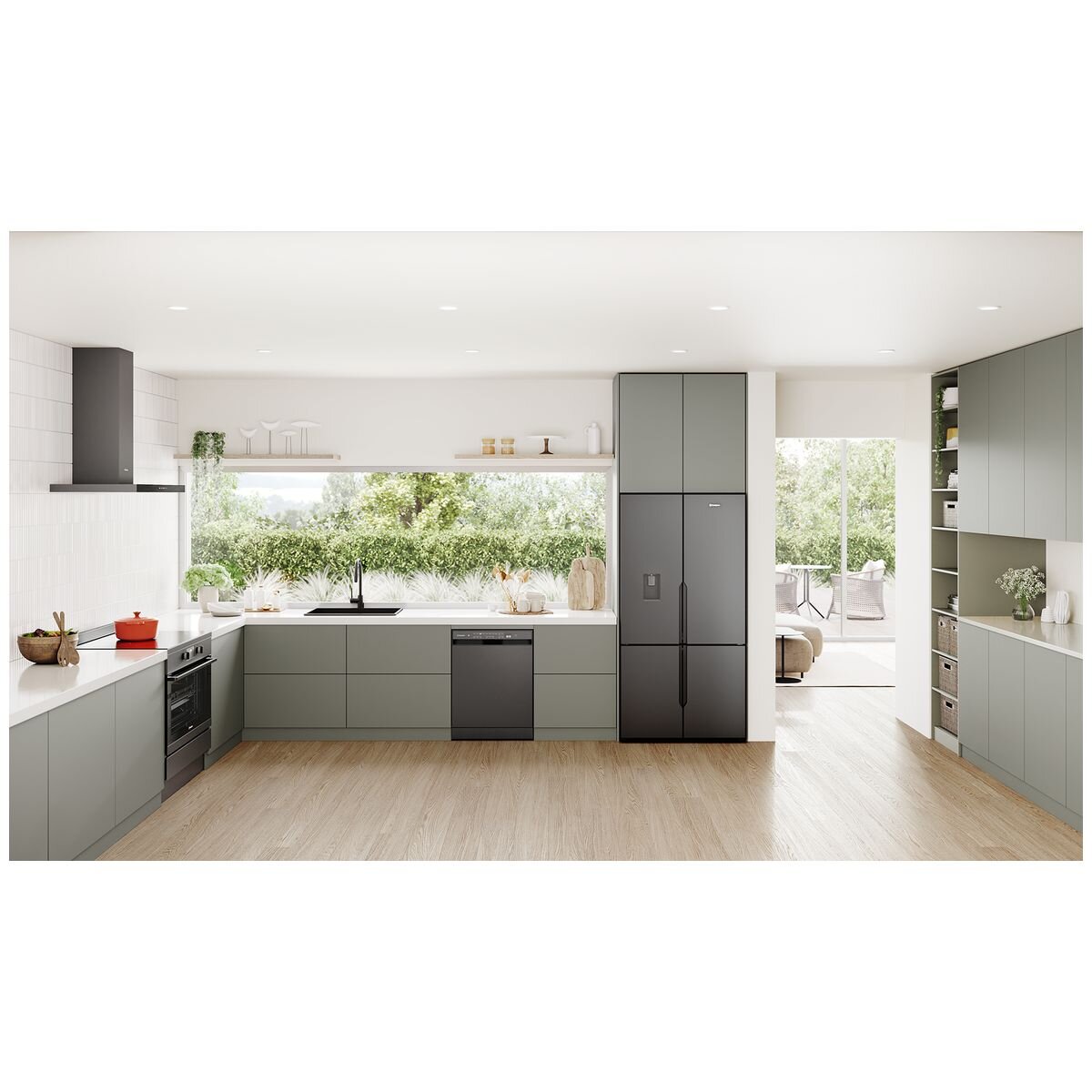Westinghouse 564L French Door Fridge - Matte Charcoal Black, Plumbed Water Dispenser, AutoIce - WQE5750BB
