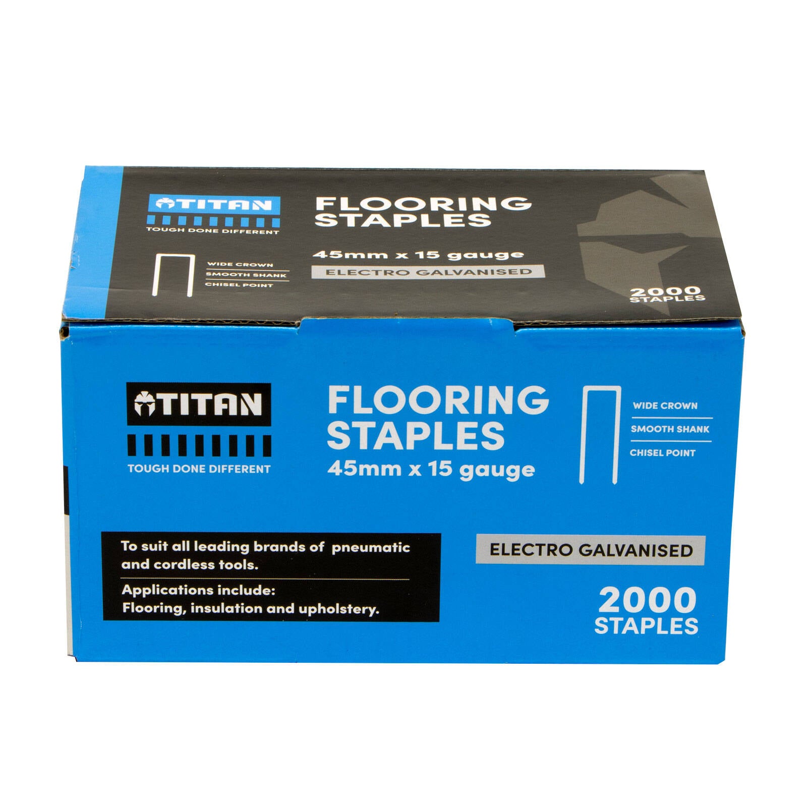 Titan 15G x 45mm Electro Galvanised Collated Flooring Staples 2000 Pack