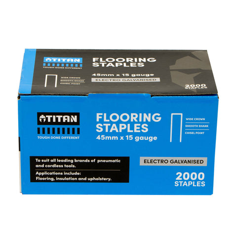 Titan 15G x 45mm Electro Galvanised Collated Flooring Staples 2000 Pack