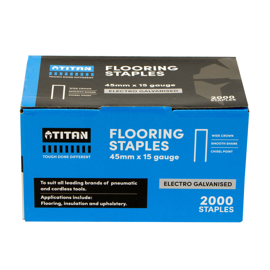 Titan 15G x 45mm Electro Galvanised Collated Flooring Staples 2000 Pack