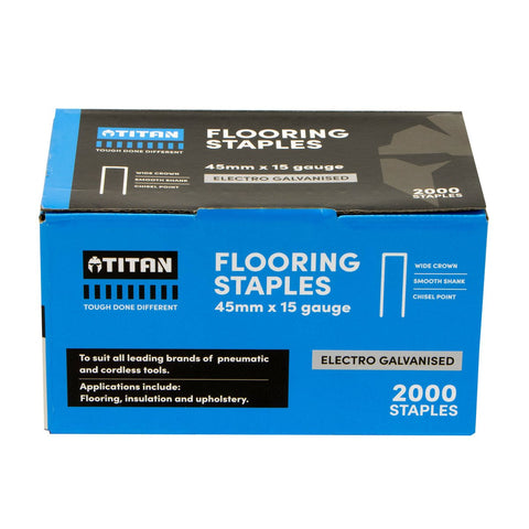 Titan 15g x 45mm Electro Galvanised Collated Flooring Staples - Pack of 2000 - Corrosion Resistant - SuperSaverAU - view 1