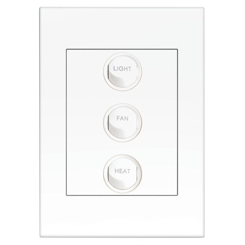 Hpm Vivo 3 Gang Fan Light Heat Switch - 10A Plastic - Reliable Design - SuperSaverAU - view 1