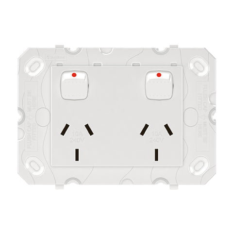 HPM ARTEOR Double Power Point Grid White 10A 240V Polycarbonate