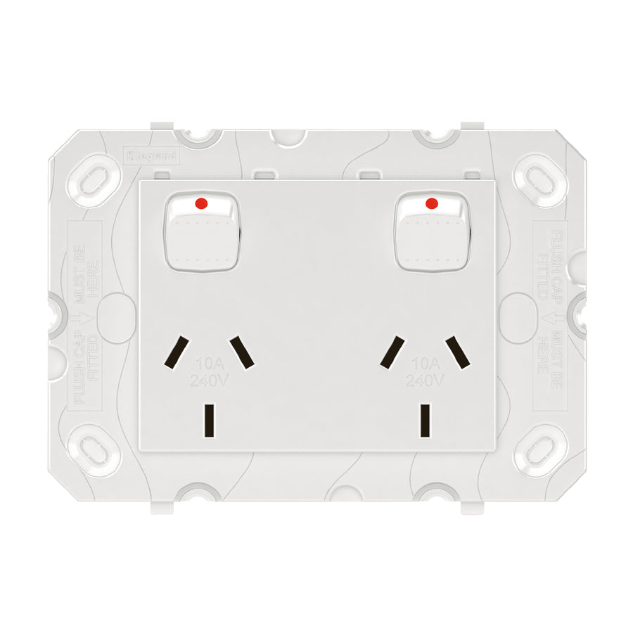 HPM ARTEOR Double Power Point Grid White 10A 240V Polycarbonate