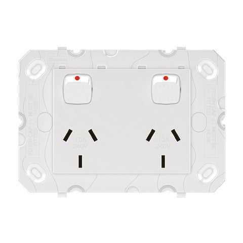 Hpm Arteor Double Powerpoint Grid - 2 Outlets - 115mm x 80mm - White - SuperSaverAU - view 1