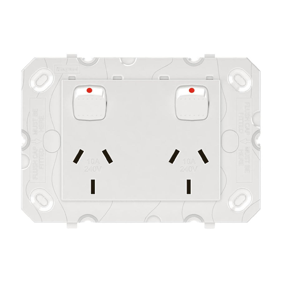 Hpm Arteor Double Powerpoint Grid - 2 Outlets - 115mm x 80mm - White - SuperSaverAU - view 1