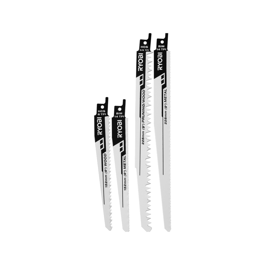 Ryobi Reciprocating Saw Blade Set - 4 Piece - 9" Blades - Wood & Metal Cutting - SuperSaverAU - view 1