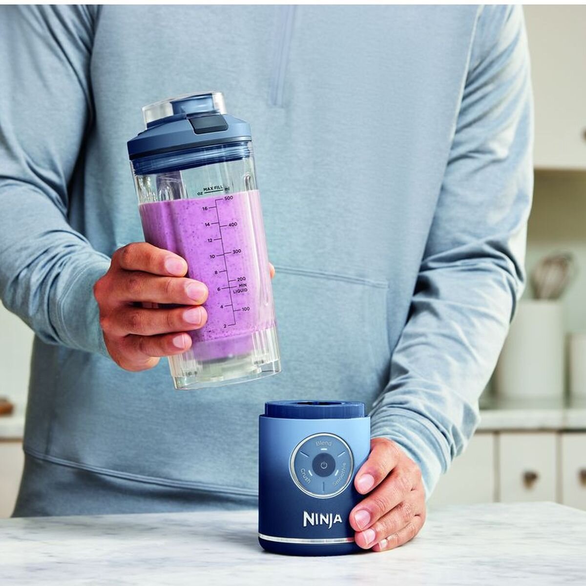 Ninja Blast Max Portable Blender 650ml - Deep Navy - Cordless Auto IQ Programs - BC251NV