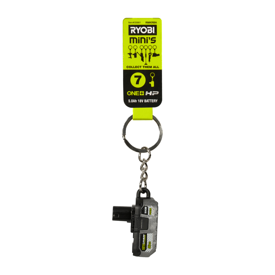 Ryobi Mini S Battery Keyring - 21mm x 41mm x 27mm - 100% Recycled Plastic - SuperSaverAU - view 1