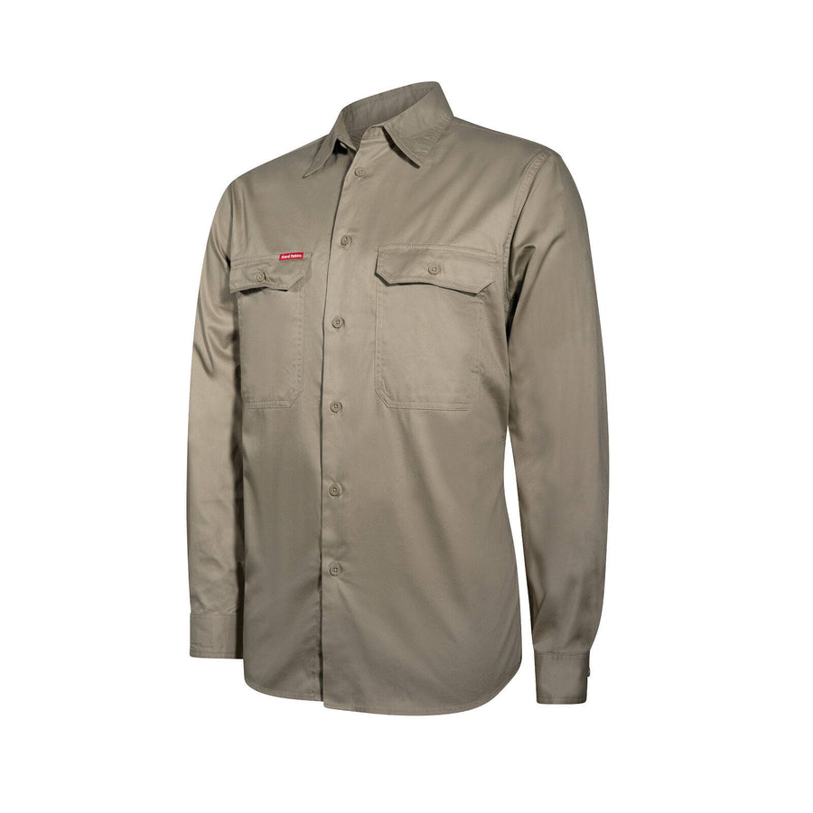 Hard Yakka Core Khaki Lightweight Vented Long Sleeve Cotton Drill Shirt - Size 2XL