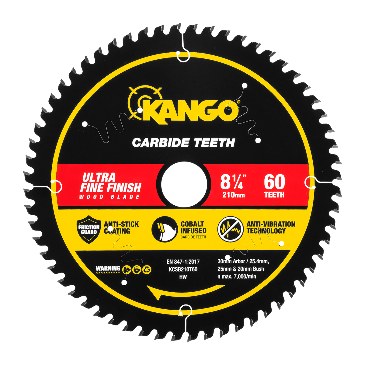 Kango 210mm 60T Wood Mitre Saw Blade - Cobalt Carbide - Clean Cuts - SuperSaverAU - view 1