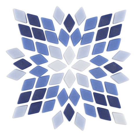 Mandala Art Tru Blue Diamond Glass Mosaic Tiles - Blue Mix, Indoor & Outdoor, Kids 6+