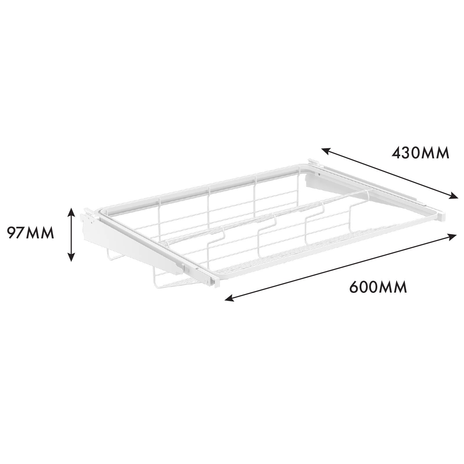 Flexi Storage Home Solutions White Double Slot Sliding Wire Shoe Rack - 600 x 97 x 430mm Steel