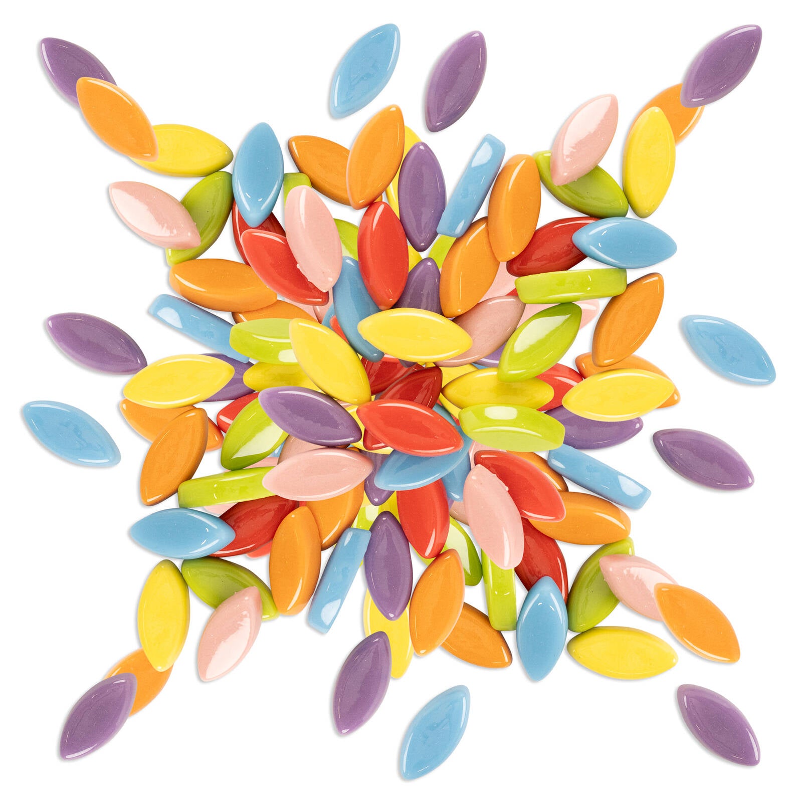 Mandala Art Flower Petals Glass Mosaic Tiles - Assorted Colours, Indoor & Outdoor, Kids 6+