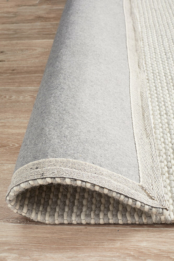 Rug Culture Studio Large Rug 280x190cm - Silver Felted Wool, Hand Woven Flatweave - STUD320SIL280X190
