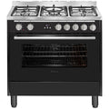 Artusi 90cm dual fuel freestanding oven - Matte Black, 100L, 5 gas burners with wok - AFG915B-1