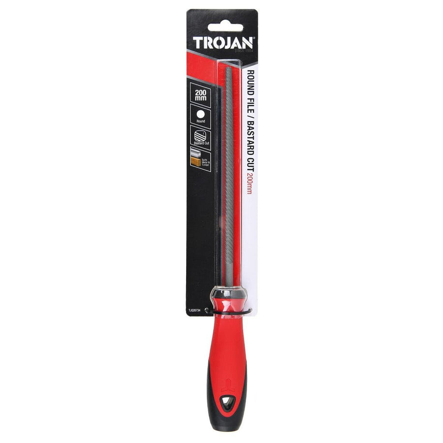 Trojan 200mm Bastard Cut Round File - Versatile Shaping Tool - Lightweight - SuperSaverAU - view 1