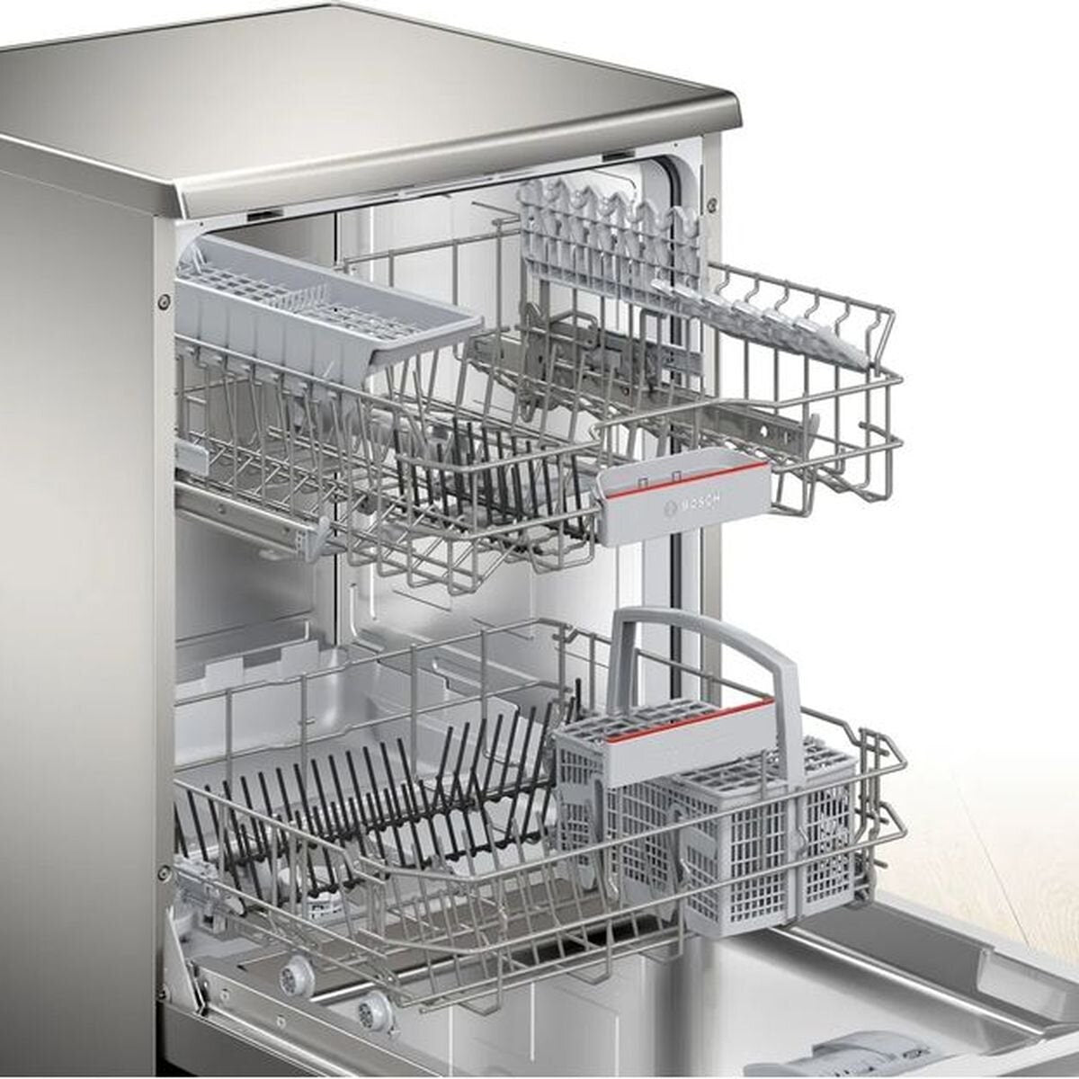 Bosch Series 4 60cm Freestanding Dishwasher - 14 Place Settings, Stainless Steel, Home Connect - SMS4HTI01A