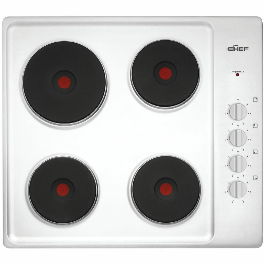 Chef 60cm electric cooktop - 4 hotplates, stainless steel finish, side controls - CHS642SB