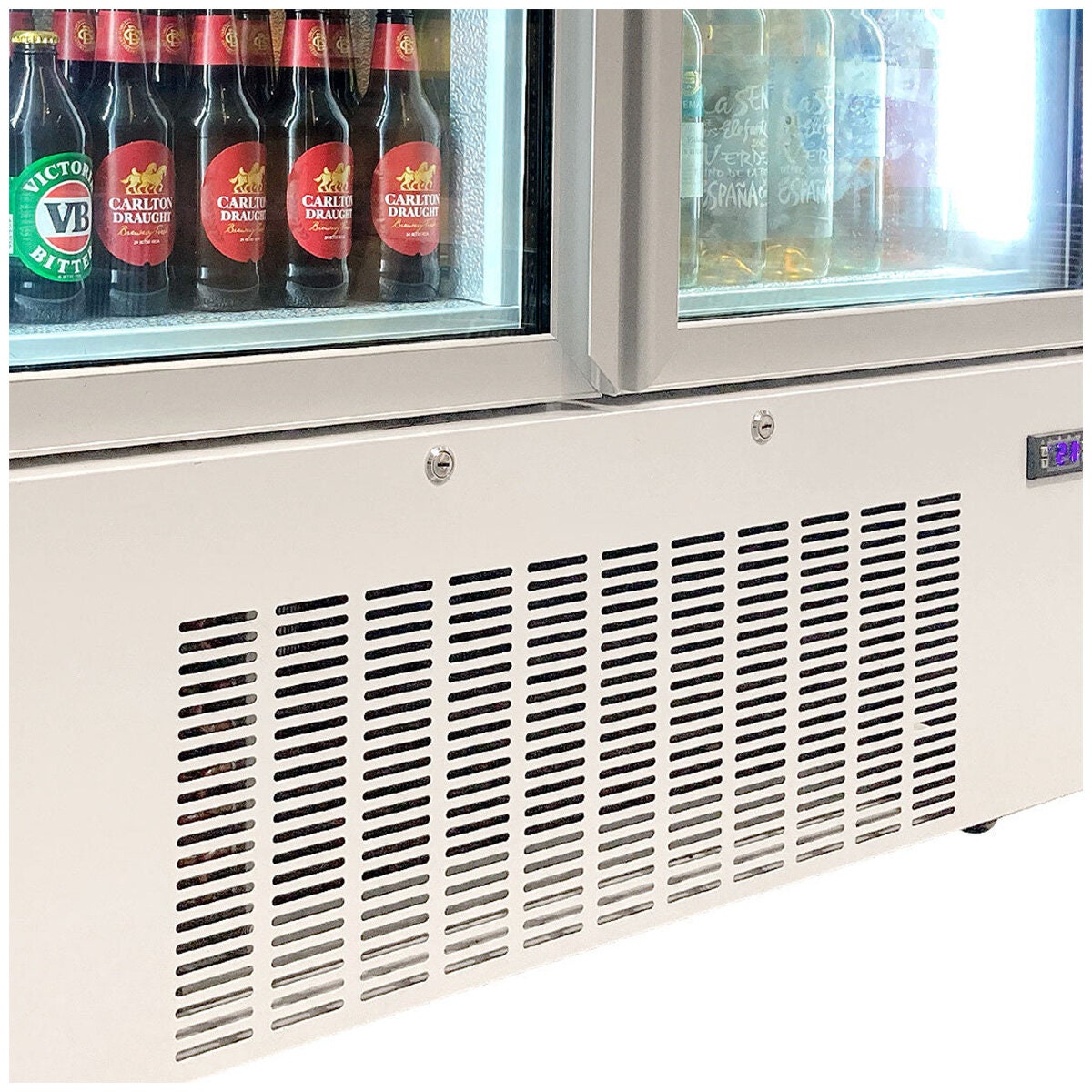Schmick 825L Two Door Glass Door Beverage Refrigerator - White, Single Zone, 7 Star Rating - HUS-C10
