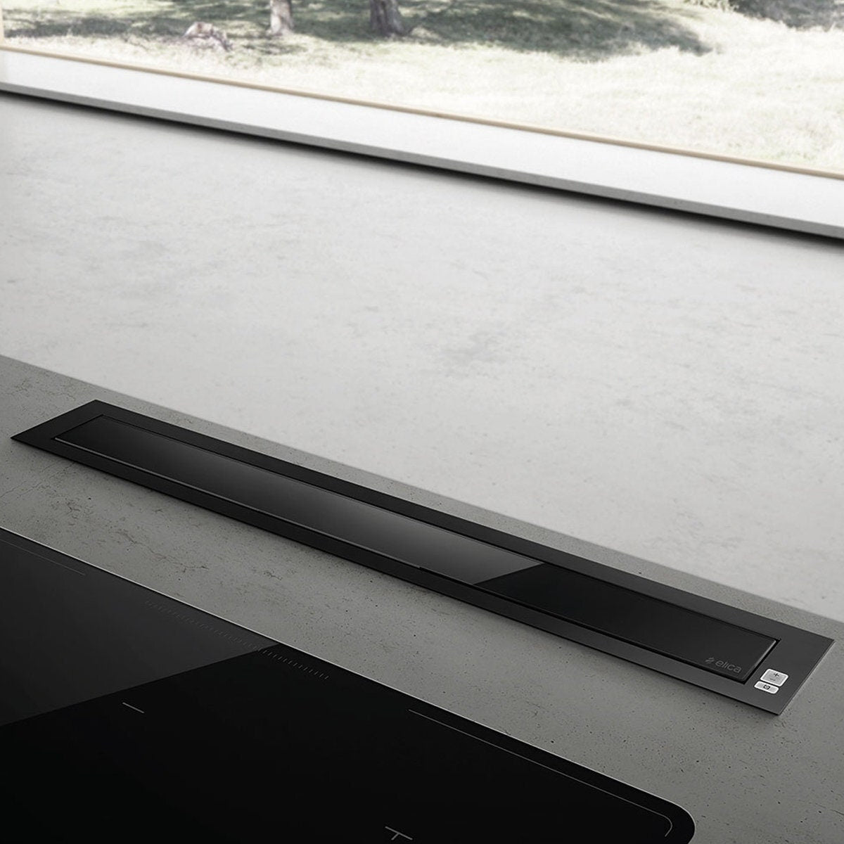 Elica 90cm Pandora Downdraft Rangehood - Black Fascia, 800m³/h, Touch Controls - PANDORABLF90