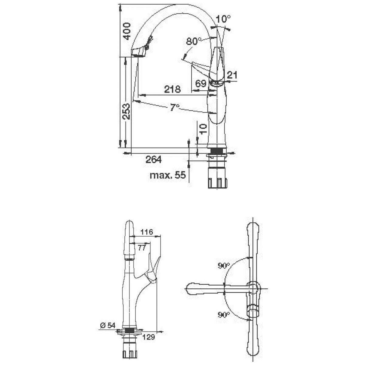 Blanco Artona High Arc Pull-Down Spray Mixer Tap - Dual Spray - Brushed Chrome - 6 Star WELS - ARTONASBR