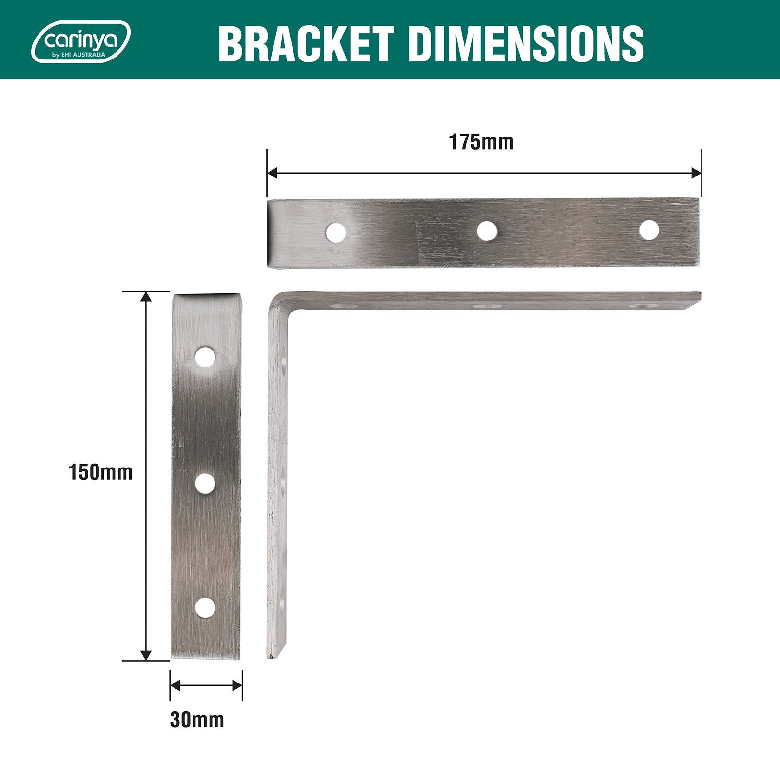Carinya 175 x 150mm Stainless Steel Angle Bracket 100kg