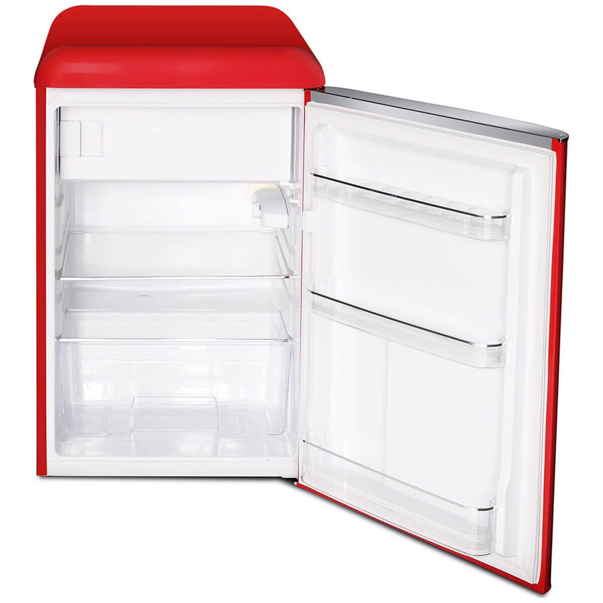 Husky 118L retro style bar fridge - red, 12L freezer compartment, adjustable shelves - HUSRET135RDHU