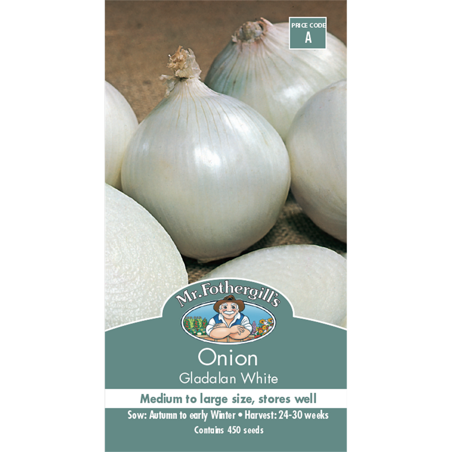 Mr Fothergill Gladalan White Onion Seeds - Medium - Round Bulbs - Stores Well - SuperSaverAU - view 1