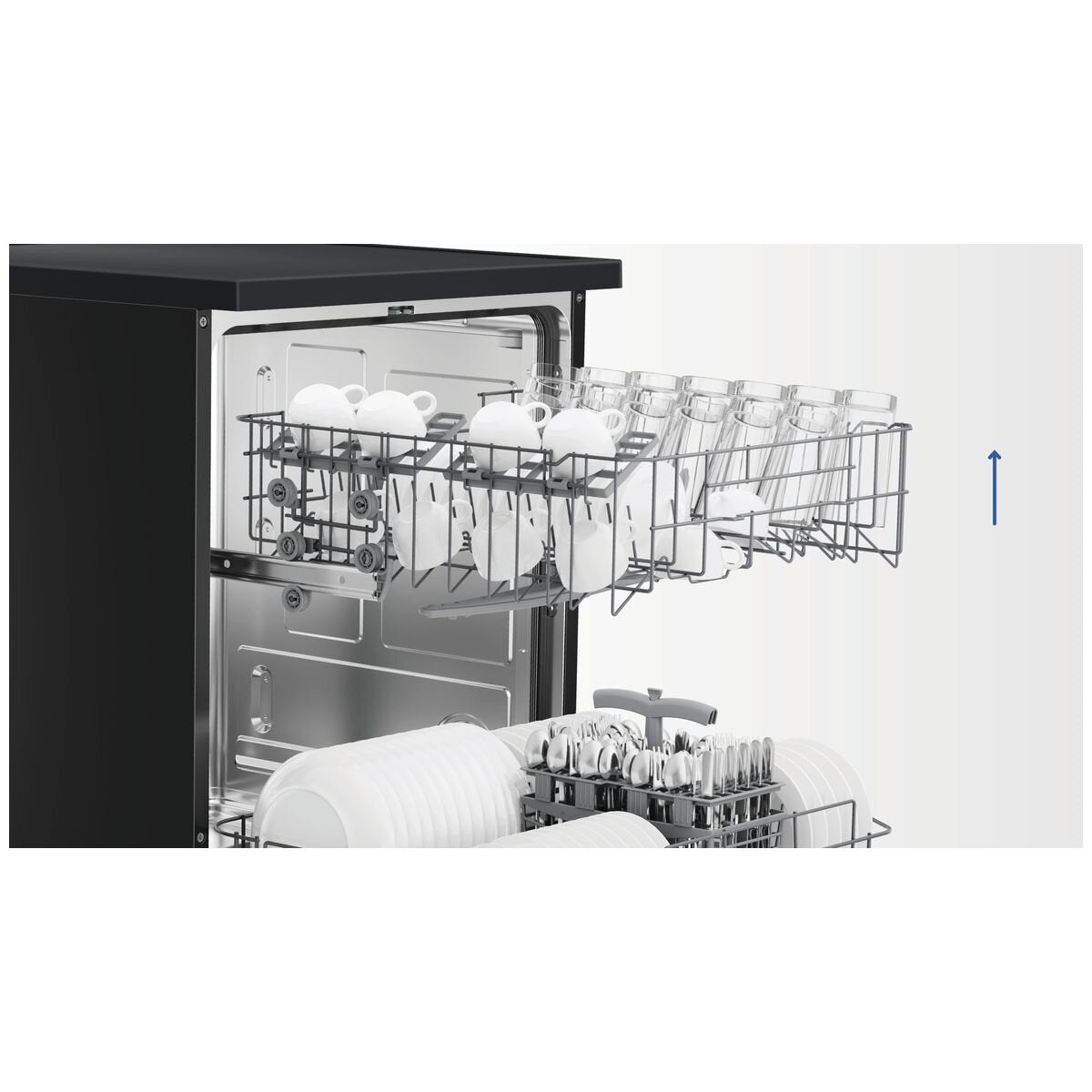 Haier 60cm 300 Series Freestanding Dishwasher - 13 Place Settings - Black - Auto Wash Sensing - HDW13F0B1
