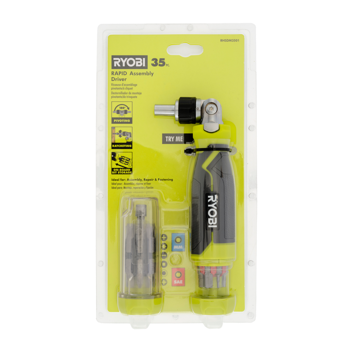Ryobi 35 Piece Quick Change Ratcheting Driver - 180° Pivoting Head - Compact Design - SuperSaverAU - view 1
