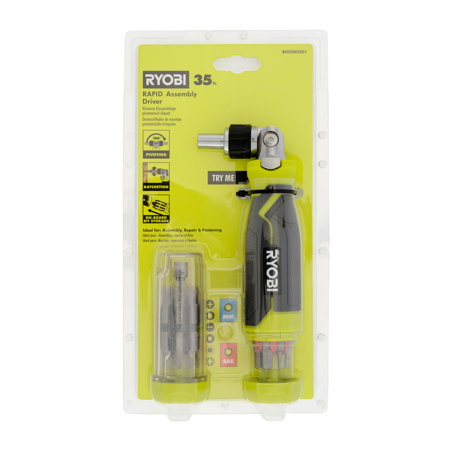 Ryobi 35 Piece Quick Change Ratcheting Driver - 180° Pivoting Head - Compact Design - SuperSaverAU - view 1