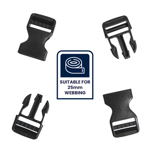 Grunt 25mm Double Adjustable Side Release Buckle, POM, 2 Pack