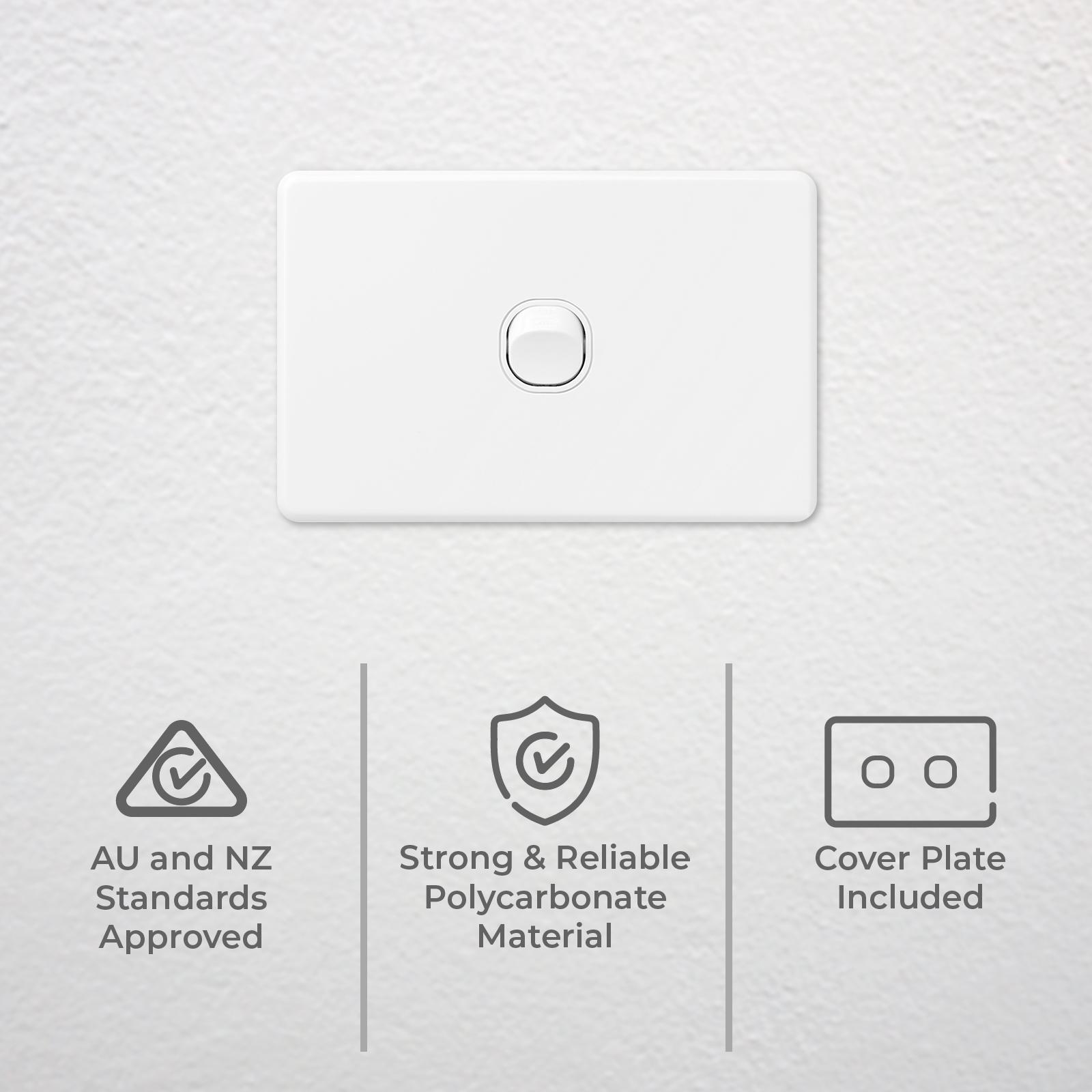 DETA X6 Single Switch 1 Gang White Polycarbonate 10A 240V