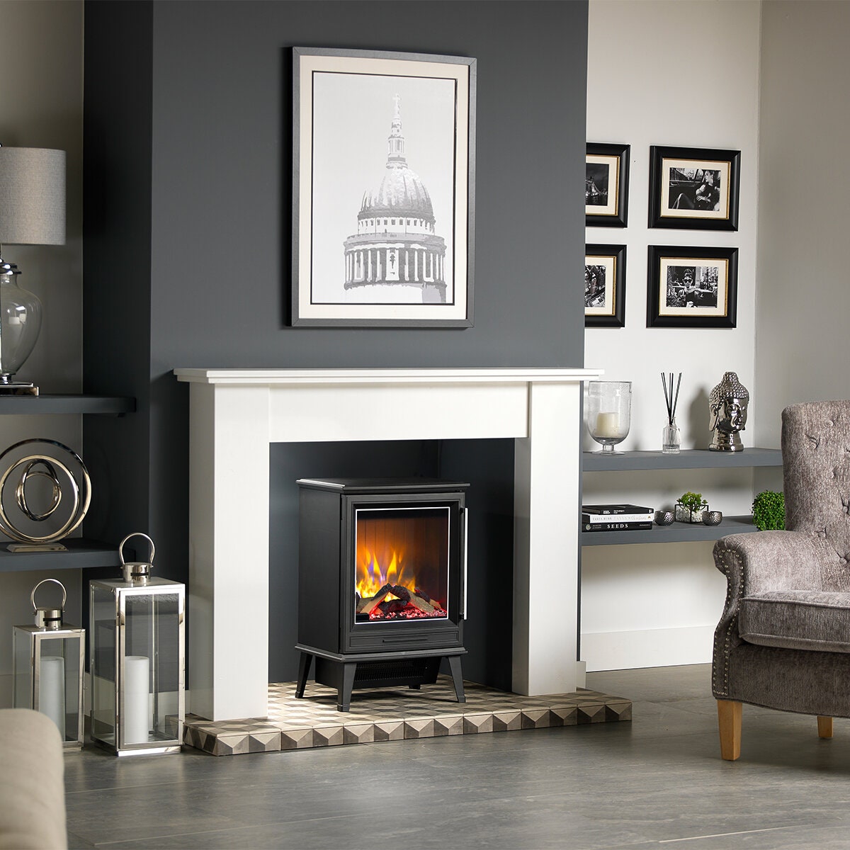 Dimplex Laverton 2kW Electric Fire - Black, 3D Optiflame Log Effect, Remote and Eight Hour Timer - LVT20-AU