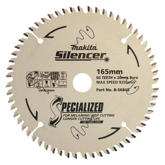 Makita 165mm 60t Plunge Circ Saw Blade B 56845 - TCT - Precision Cutting Tool